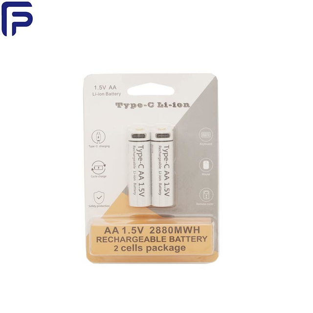 แบตเตอรี่แบบชาร์จ USB Type C AA 1.5V 2880mwh 800mAh Al Film สำหรับอุปกรณ์พกพา